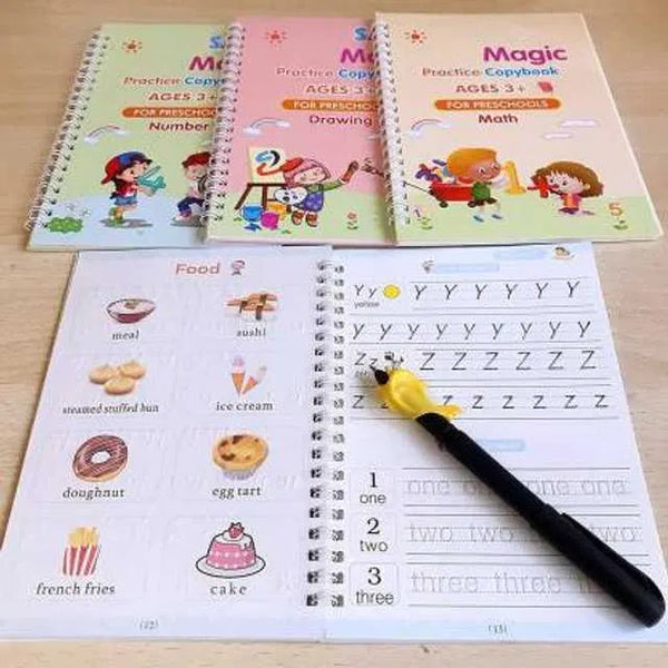 MagicWrite™ Practice Copybook Set – 4 Books + 10 Refills | A-127